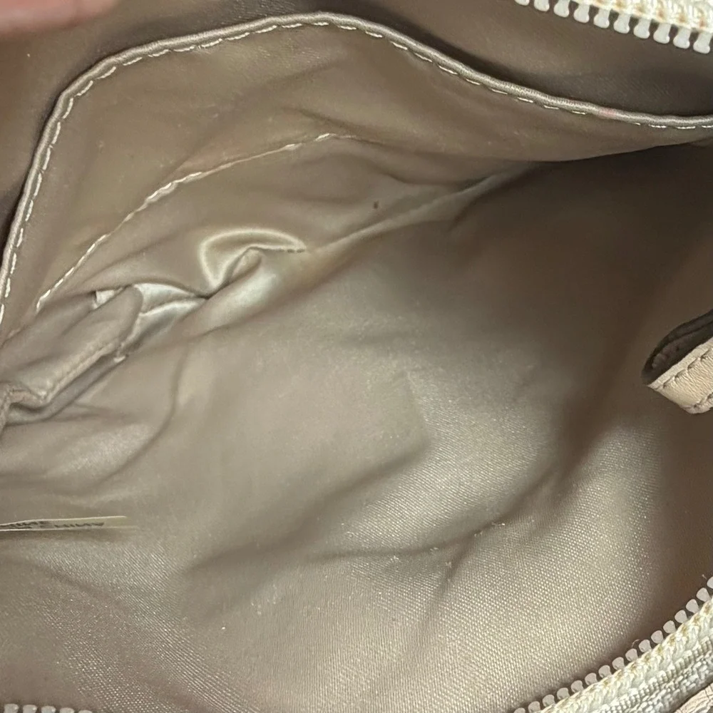 Coach Metallic Gold Leather Crossbody Bag Small Messenger Cream Strap Silver HW